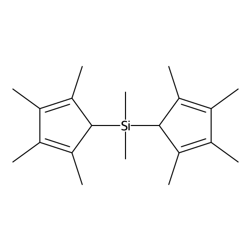 Dimethylbis(2,3,4,5-tetramethyl-2,4-cyclopentadien-1-yl)silane structure