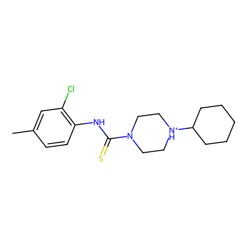N-(2-chloro-4-methylphenyl)-4-cyclohexylpiperazin-4-ium-1-carbothioamide structure