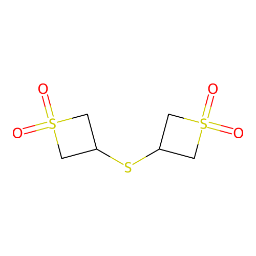 3-(1,1-Dioxothietan-3-yl)sulfanylthietane 1,1-dioxide structure
