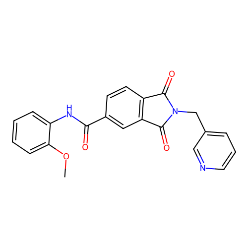 N-(2-methoxyphenyl)-1,3-dioxo-2-(pyridin-3-ylmethyl)isoindole-5-carboxamide structure