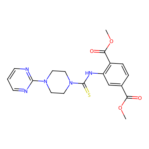 Methyl 4-(methoxycarbonyl)-3-{[(4-pyrimidin-2-ylpiperazinyl)thioxomethyl]amino}benzoate structure