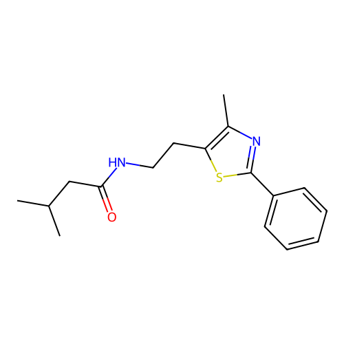 3-methyl-N-[2-(4-methyl-2-phenyl-1,3-thiazol-5-yl)ethyl]butanamide structure