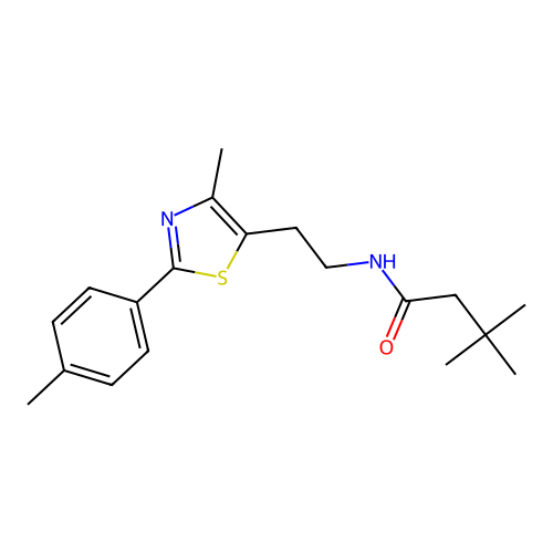 3,3-dimethyl-N-{2-[4-methyl-2-(4-methylphenyl)-1,3-thiazol-5-yl]ethyl}butanamide structure