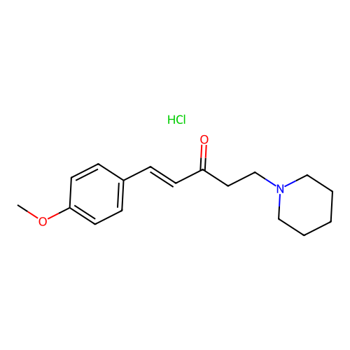 1-Penten-3-one, 1-(p-methoxyphenyl)-5-piperidino-, hydrochloride structure