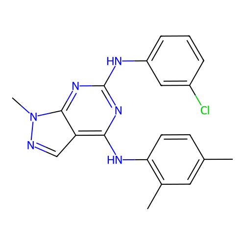 N6-(3-chlorophenyl)-N4-(2,4-dimethylphenyl)-1-methyl-1H-pyrazolo[3,4-d]pyrimidine-4,6-diamine structure