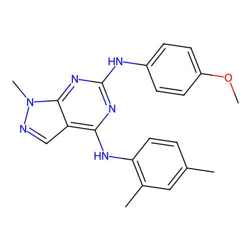 N4-(2,4-dimethylphenyl)-N6-(4-methoxyphenyl)-1-methyl-1H-pyrazolo[3,4-d]pyrimidine-4,6-diamine structure