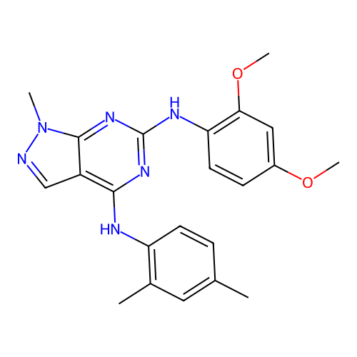 N6-(2,4-dimethoxyphenyl)-N4-(2,4-dimethylphenyl)-1-methyl-1H-pyrazolo[3,4-d]pyrimidine-4,6-diamine structure