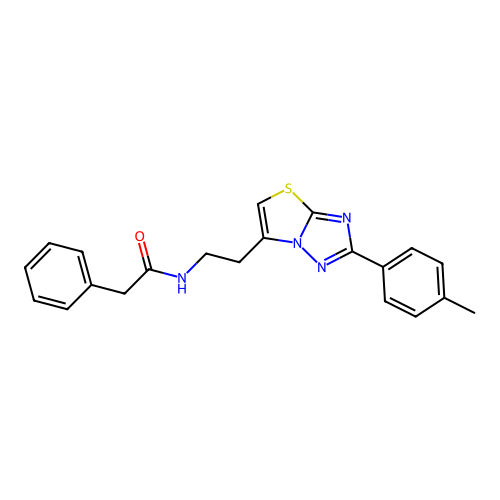 2-phenyl-N-(2-(2-(p-tolyl)thiazolo[3,2-b][1,2,4]triazol-6-yl)ethyl)acetamide structure
