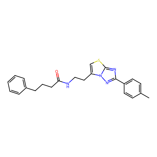 4-phenyl-N-(2-(2-(p-tolyl)thiazolo[3,2-b][1,2,4]triazol-6-yl)ethyl)butanamide structure