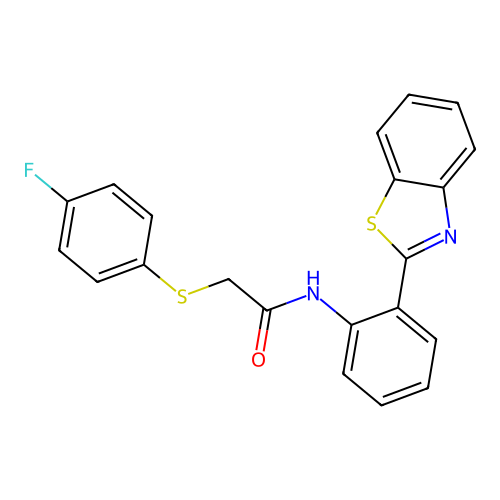 N-(2-(benzo[d]thiazol-2-yl)phenyl)-2-((4-fluorophenyl)thio)acetamide structure