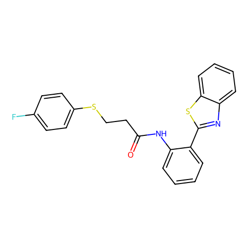 N-(2-(benzo[d]thiazol-2-yl)phenyl)-3-((4-fluorophenyl)thio)propanamide structure
