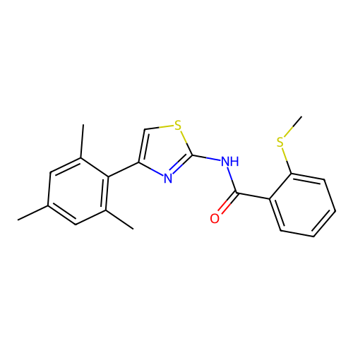 N-(4-mesitylthiazol-2-yl)-2-(methylthio)benzamide structure