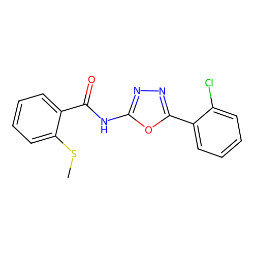 N-(5-(2-chlorophenyl)-1,3,4-oxadiazol-2-yl)-2-(methylthio)benzamide structure