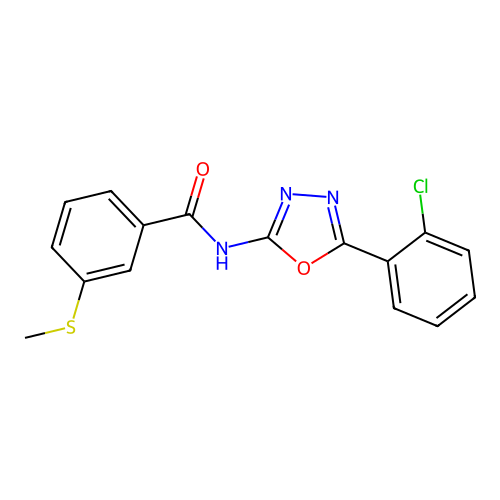N-[5-(2-chlorophenyl)-1,3,4-oxadiazol-2-yl]-3-methylsulfanylbenzamide structure