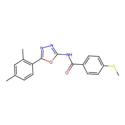 N-[5-(2,4-dimethylphenyl)-1,3,4-oxadiazol-2-yl]-4-methylsulfanylbenzamide structure