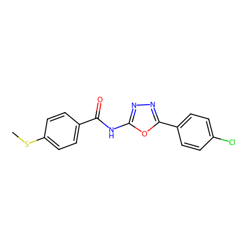 N-[5-(4-chlorophenyl)-1,3,4-oxadiazol-2-yl]-4-methylsulfanylbenzamide structure
