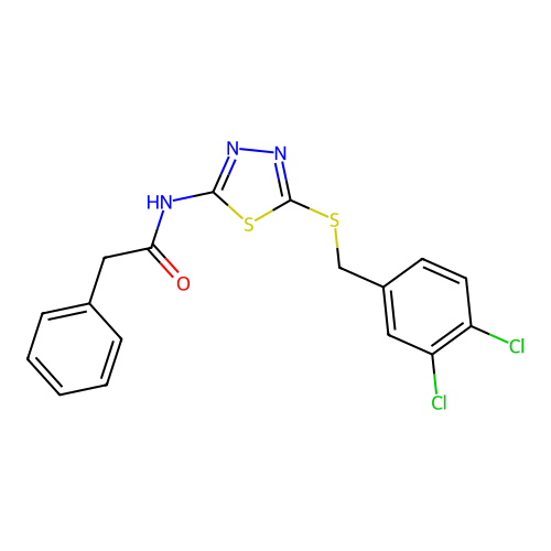 N-(5-((3,4-dichlorobenzyl)thio)-1,3,4-thiadiazol-2-yl)-2-phenylacetamide structure