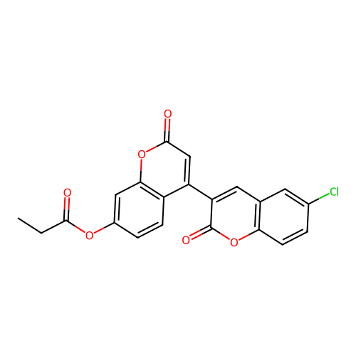 4-(6-Chloro-2-oxochromen-3-yl)-2-oxochromen-7-yl propanoate structure