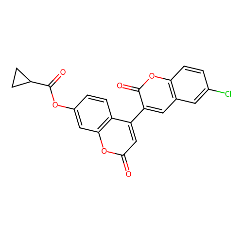 4-(6-Chloro-2-oxochromen-3-yl)-2-oxochromen-7-yl cyclopropanecarboxylate structure