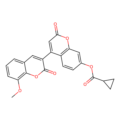 4-(8-Methoxy-2-oxochromen-3-yl)-2-oxochromen-7-yl cyclopropanecarboxylate structure