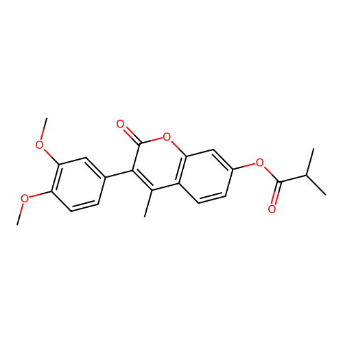 3-(3,4-dimethoxyphenyl)-4-methyl-2-oxo-2H-chromen-7-yl 2-methylpropanoate structure