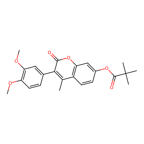 3-(3,4-dimethoxyphenyl)-4-methyl-2-oxo-2H-chromen-7-yl 2,2-dimethylpropanoate structure
