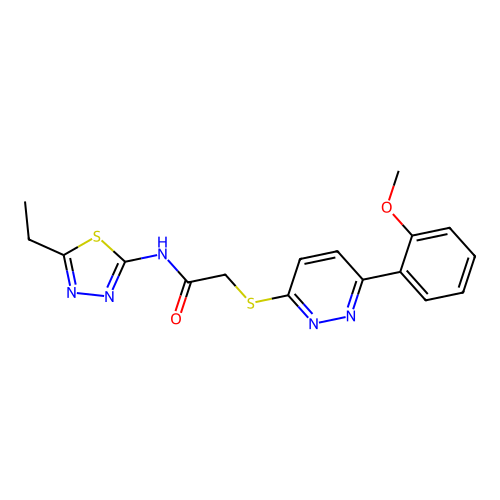 N-(5-ethyl-1,3,4-thiadiazol-2-yl)-2-[6-(2-methoxyphenyl)pyridazin-3-yl]sulfanylacetamide structure