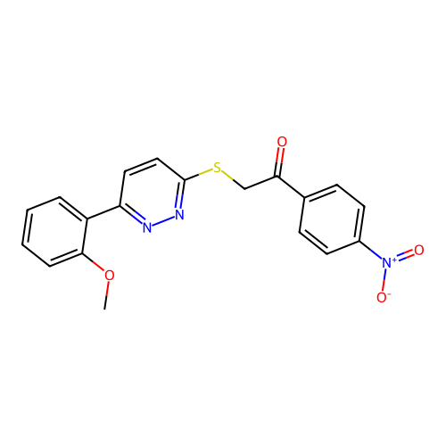 2-[6-(2-Methoxyphenyl)pyridazin-3-yl]sulfanyl-1-(4-nitrophenyl)ethanone structure
