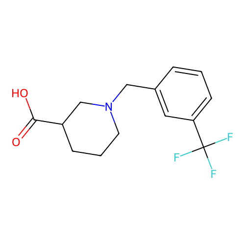 1-[[3-(Trifluoromethyl)phenyl]methyl]piperidine-3-carboxylic acid structure