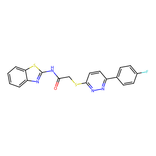 N-(benzo[d]thiazol-2-yl)-2-((6-(4-fluorophenyl)pyridazin-3-yl)thio)acetamide structure