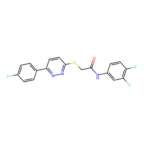 N-(3,4-difluorophenyl)-2-[6-(4-fluorophenyl)pyridazin-3-yl]sulfanylacetamide structure