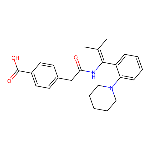 Benzoic acid, 4-(2-((2-methyl-1-(2-(1-piperidinyl)phenyl)-1-propenyl)amino)-2-oxoethyl)- structure