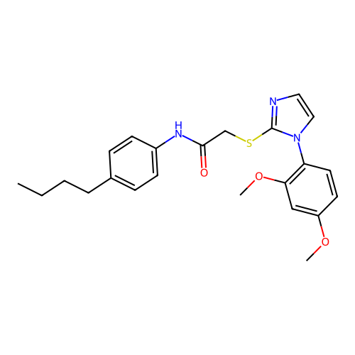 N-(4-butylphenyl)-2-[1-(2,4-dimethoxyphenyl)imidazol-2-yl]sulfanylacetamide structure