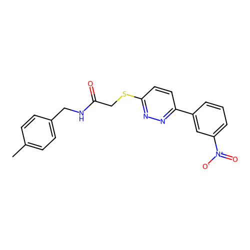 N-(4-methylbenzyl)-2-((6-(3-nitrophenyl)pyridazin-3-yl)thio)acetamide structure