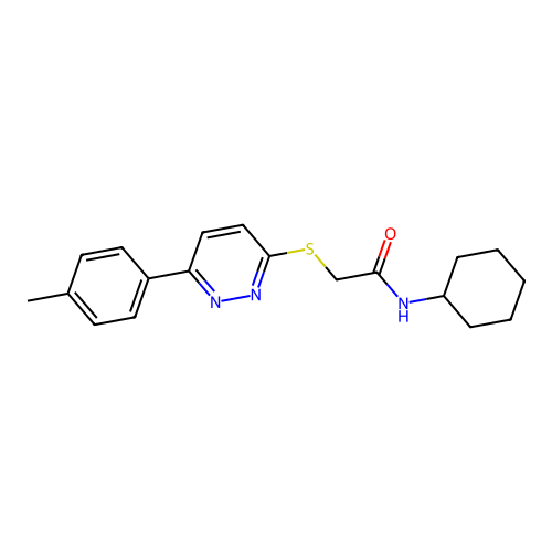 N-cyclohexyl-2-((6-(p-tolyl)pyridazin-3-yl)thio)acetamide structure
