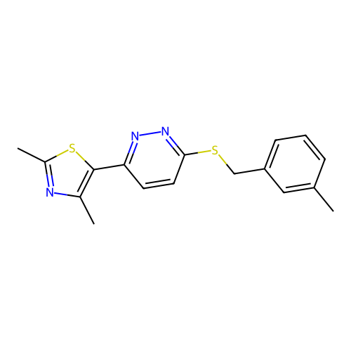 2,4-Dimethyl-5-(6-((3-methylbenzyl)thio)pyridazin-3-yl)thiazole structure