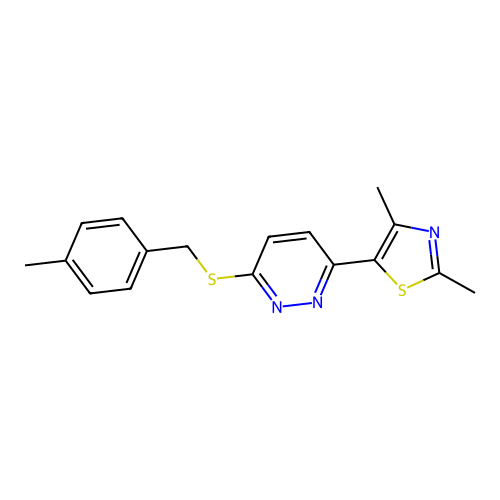 2,4-Dimethyl-5-(6-((4-methylbenzyl)thio)pyridazin-3-yl)thiazole structure