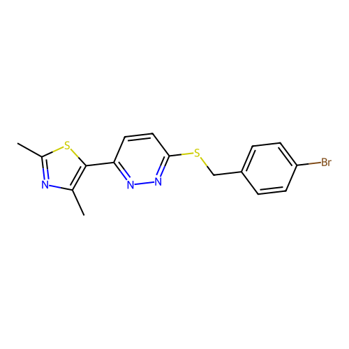5-(6-((4-Bromobenzyl)thio)pyridazin-3-yl)-2,4-dimethylthiazole structure