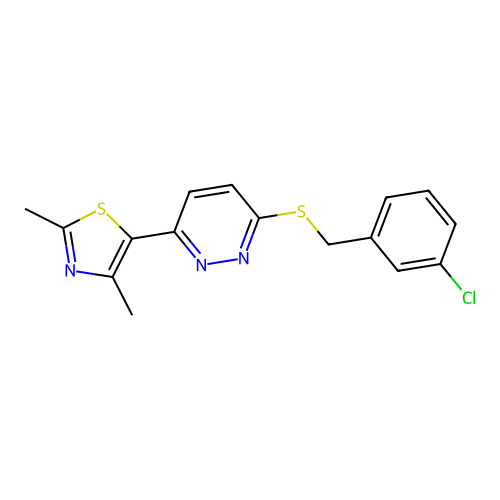 5-(6-((3-Chlorobenzyl)thio)pyridazin-3-yl)-2,4-dimethylthiazole structure