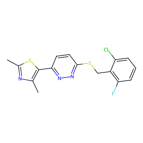 5-(6-((2-Chloro-6-fluorobenzyl)thio)pyridazin-3-yl)-2,4-dimethylthiazole structure