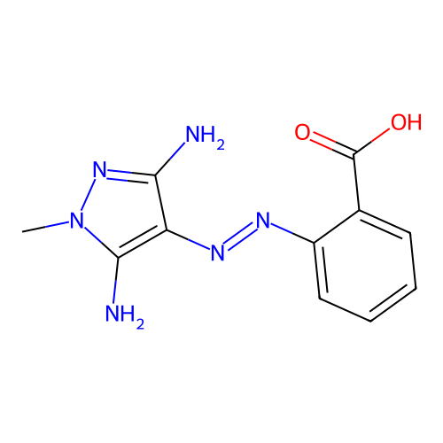 2-[(2Z)-2-(3,5-diimino-1-methylpyrazolidin-4-ylidene)hydrazinyl]benzoic acid structure