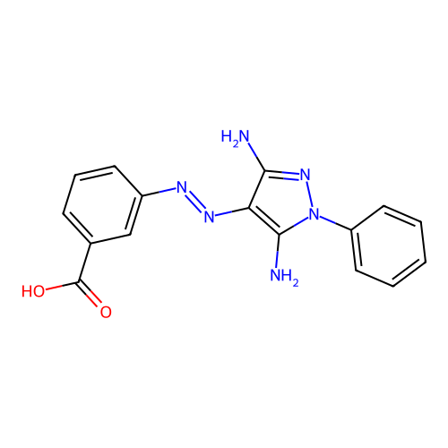 3-[(2E)-2-(3,5-diimino-1-phenylpyrazolidin-4-ylidene)hydrazinyl]benzoic acid structure