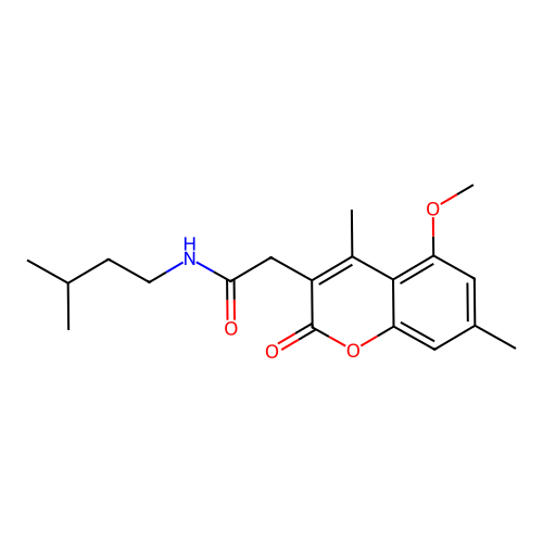 N-isopentyl-2-(5-methoxy-4,7-dimethyl-2-oxo-2H-chromen-3-yl)acetamide structure