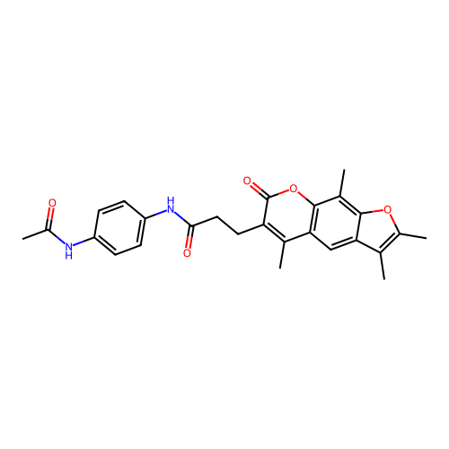 N-(4-acetamidophenyl)-3-(2,3,5,9-tetramethyl-7-oxo-7H-furo[3,2-g]chromen-6-yl)propanamide structure