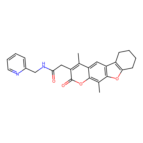 2-(4,11-dimethyl-2-oxo-6,7,8,9-tetrahydro-2H-benzofuro[3,2-g]chromen-3-yl)-N-(pyridin-2-ylmethyl)acetamide structure