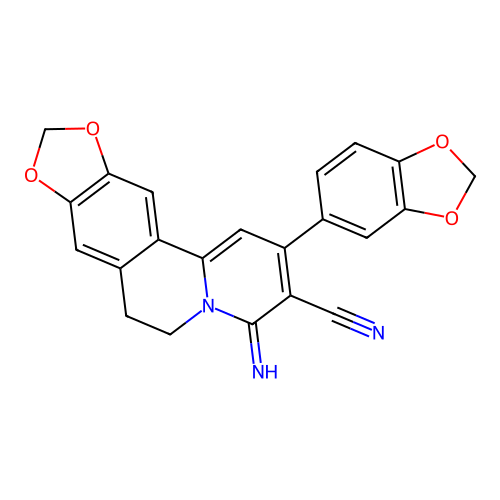 2-(benzo[d][1,3]dioxol-5-yl)-4-imino-6,7-dihydro-4H-[1,3]dioxolo[4,5-g]pyrido[2,1-a]isoquinoline-3-carbonitrile structure