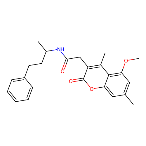2-(5-methoxy-4,7-dimethyl-2-oxo-2H-chromen-3-yl)-N-(4-phenylbutan-2-yl)acetamide structure