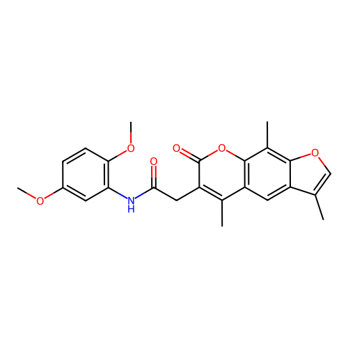 N-(2,5-dimethoxyphenyl)-2-(3,5,9-trimethyl-7-oxo-7H-furo[3,2-g]chromen-6-yl)acetamide structure