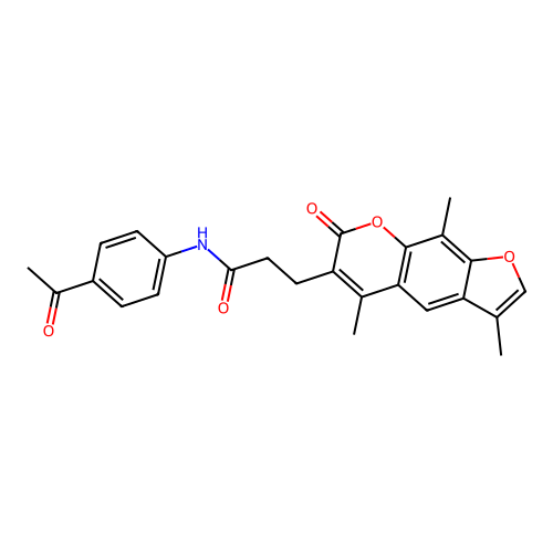 N-(4-acetylphenyl)-3-(3,5,9-trimethyl-7-oxo-7H-furo[3,2-g]chromen-6-yl)propanamide structure