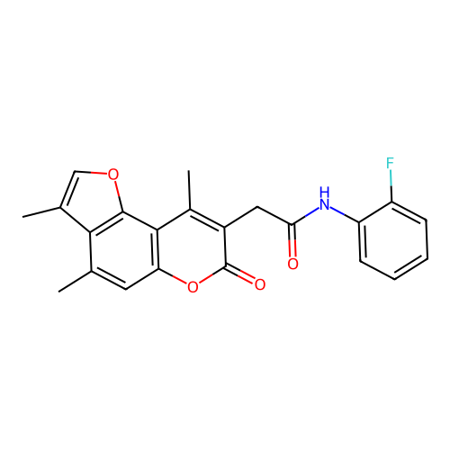 N-(2-fluorophenyl)-2-(3,4,9-trimethyl-7-oxo-7H-furo[2,3-f]chromen-8-yl)acetamide structure